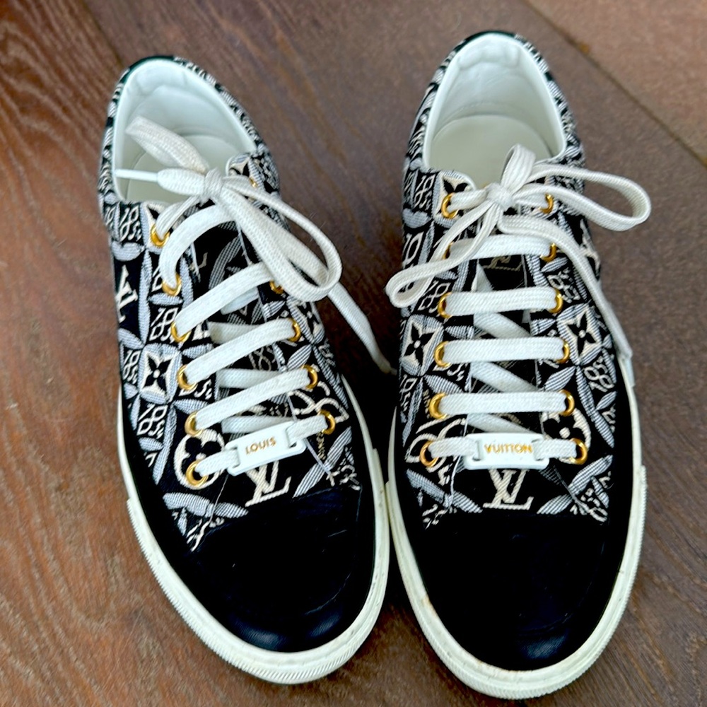 Louis Vuitton Black and White Canvas Sneakers